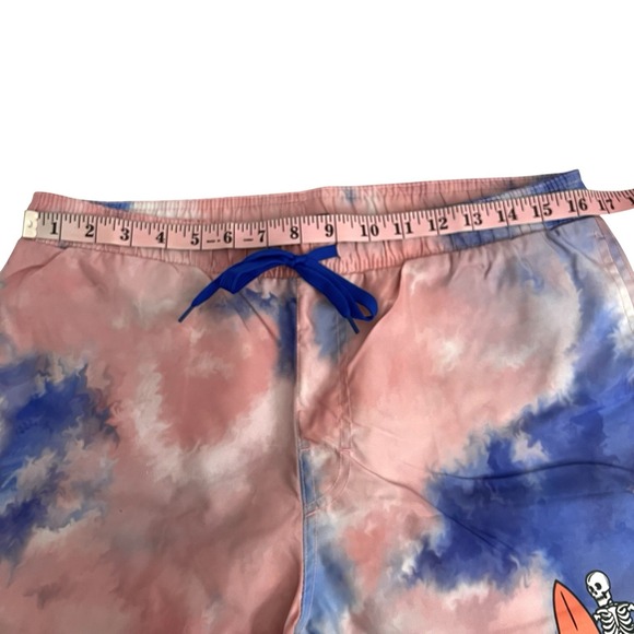Chemistry Men Swim Trunks Large Mesh Lining Surfboard Skeleton Pockets Tie Dye - Picture 7 of 13